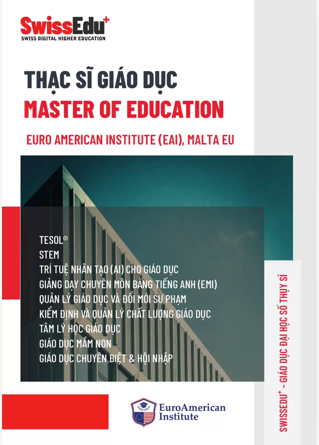 Thạc sĩ Giáo dục EAI Malta: Chuyên ngành, Điều kiện 2027